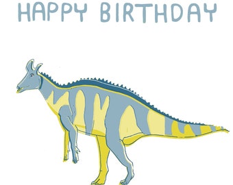 Dinosaur Birthday Card Lambeosaurus.