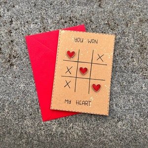 Carte « tu as gagné mon cœur » / Carte de vœux / Carte d’amour / Double carte à ouvrir / DIN A6 / avec enveloppe