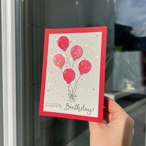 Geburtstagskarte "Ballon" / handgemachte Grusskarte / Klappkarte C6 / Happy Birthday / Gratulation