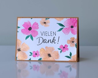 Karte &quot;Vielen Dank&quot; / Dankeskarte / Doppelkarte zum Aufklappen / DIN A6 / mit Briefkuvert