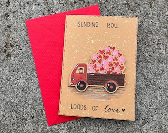 Karte "loads of love" / Grusskarte / Liebeskarte / Doppelkarte zum Aufklappen / DIN A6 / mit Briefkuvert