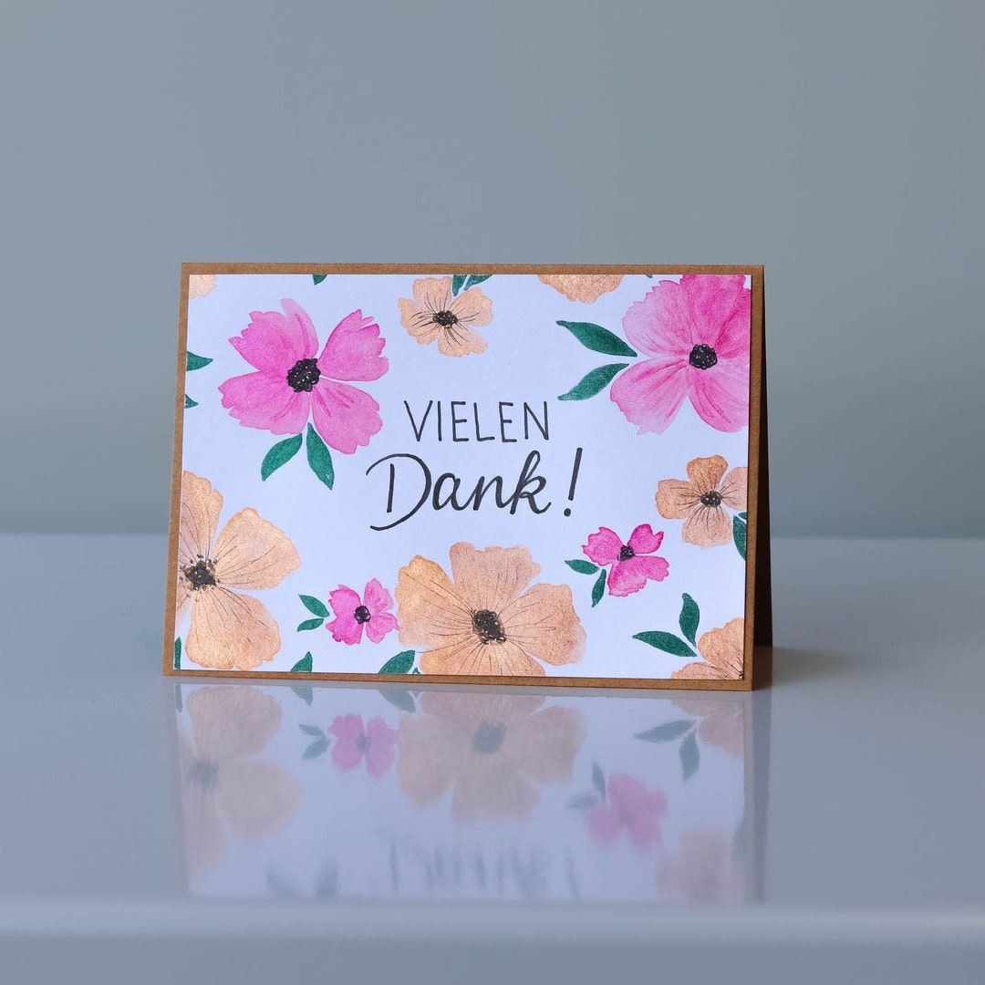 Karte "vielen Dank" / Dankeskarte / Doppelkarte Zum Aufklappen / DIN A6