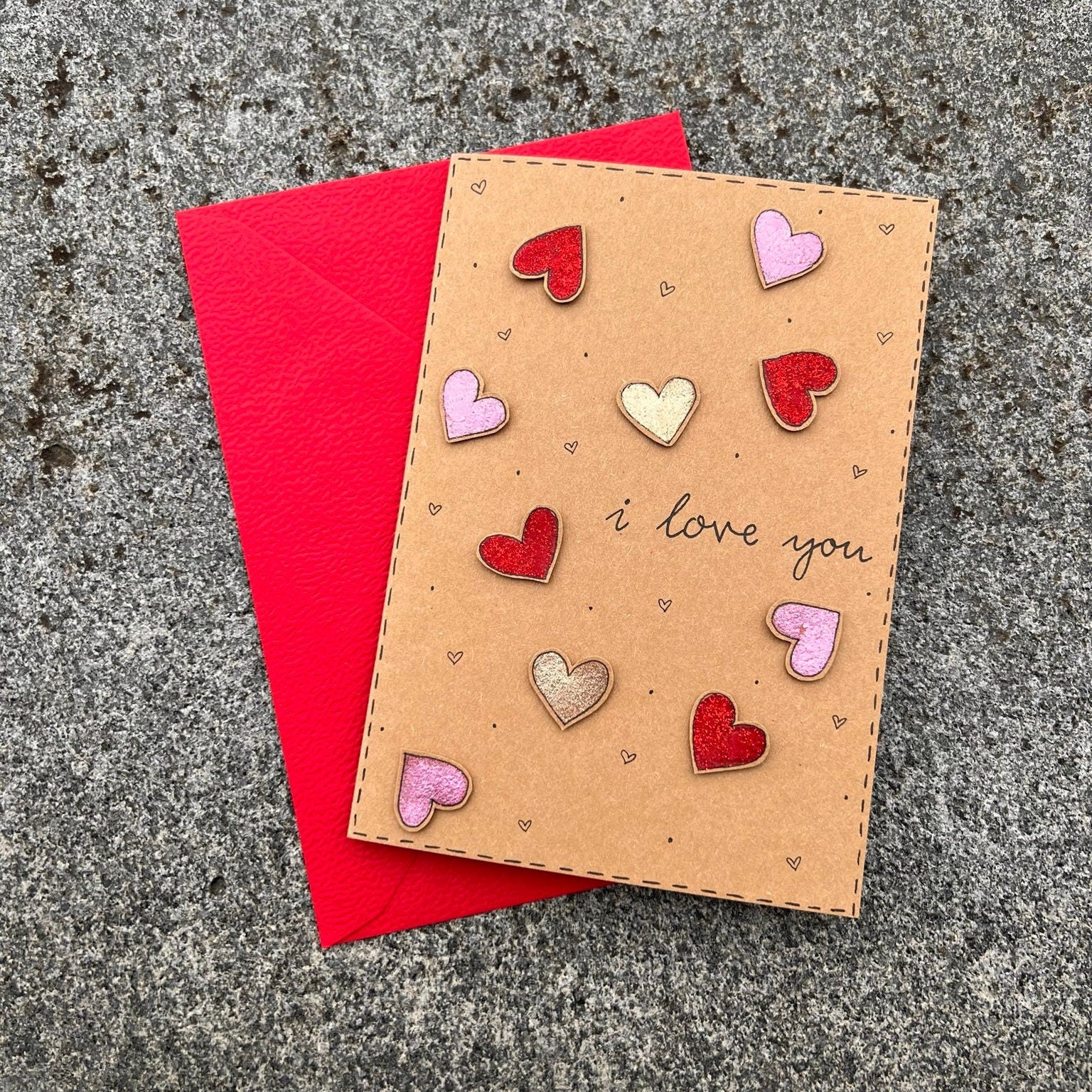 Karte "I LOVE YOU" / Grusskarte / Liebeskarte / Doppelkarte zum Aufklappen / DIN A6 / mit Briefkuvert