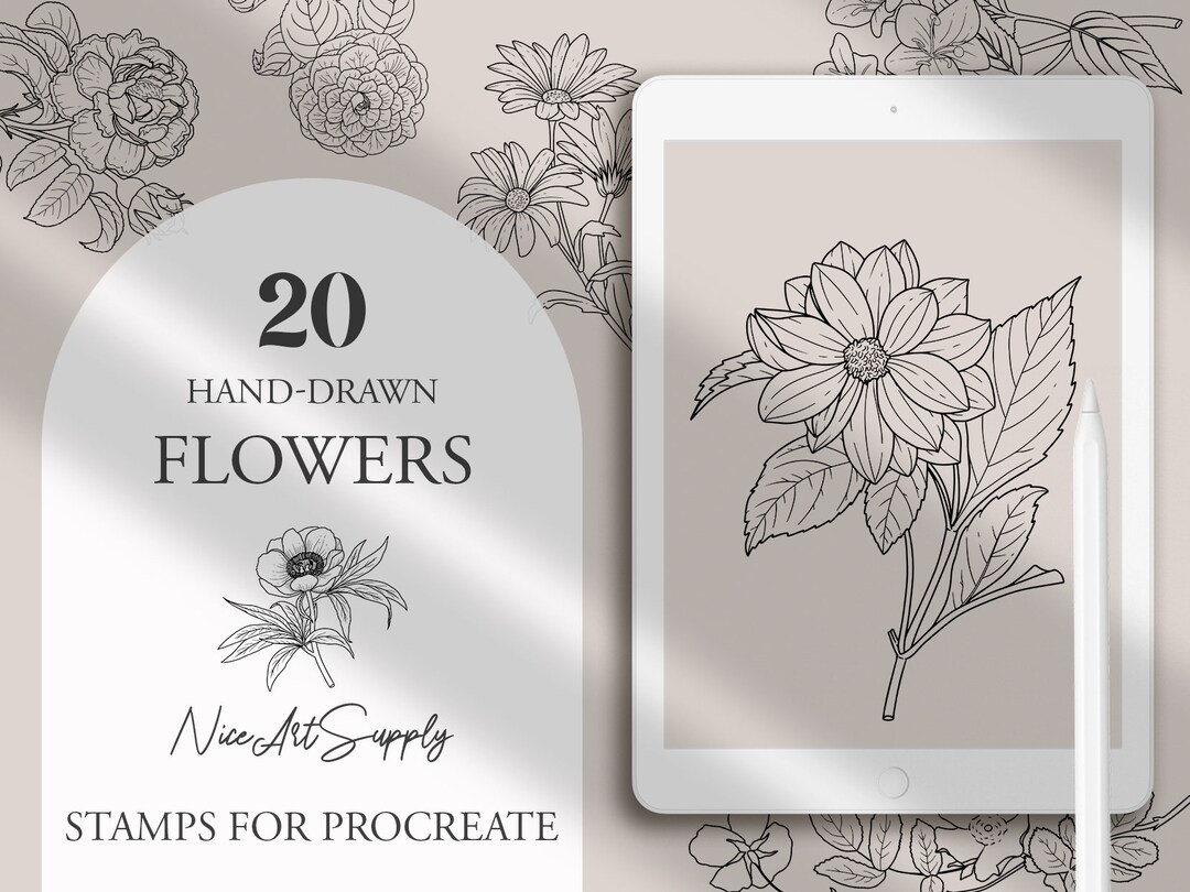 Procreate Stamp Brushes | Botanical Flower Stamps | Peony Tulip Dahlia ...