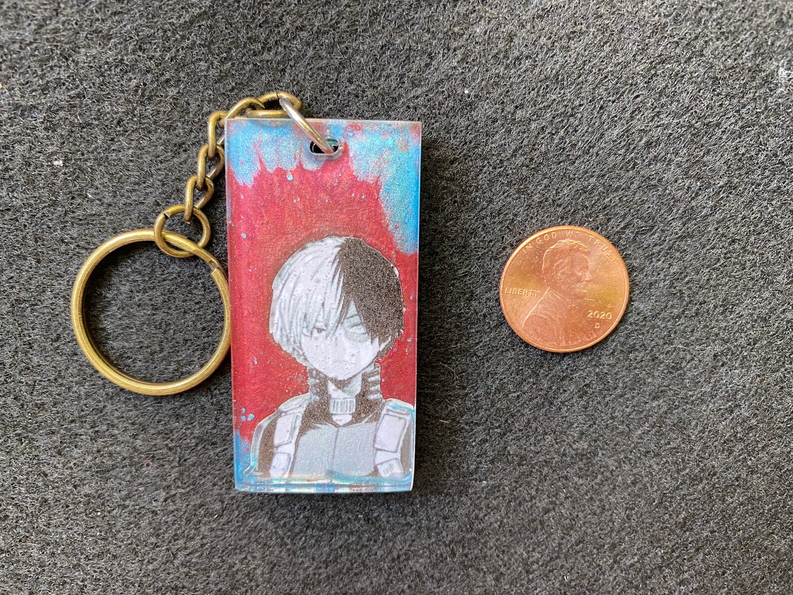 Blue and Red Anime Resin Keychain Etsy