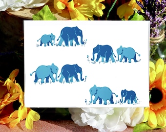 Mothers Day Card Elephant Mom and Child Illustrated