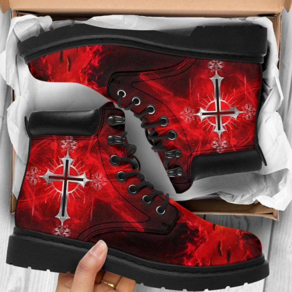 Christian Season Boot Jesus Leather Boots High Etsy