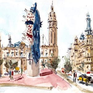 La Cara de Barcelona | Barcelona Painting, Original Painting, Illustration, Drawing, Watercolor