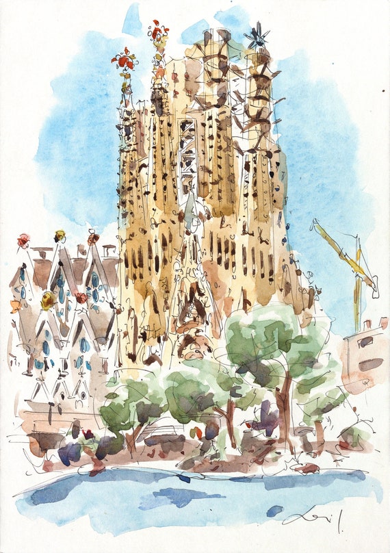 Sagrada Familia Barcelona Barcelona Painting Original - Etsy