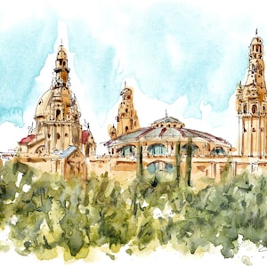 Museo Nacional de Catalunya | Barcelona Painting, Original Painting, Illustration, Drawing, Watercolor