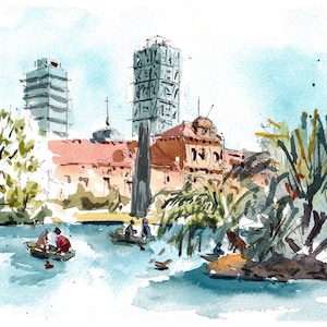 Parque de la Ciudadela | Barcelona Painting, Original Painting, Illustration, Drawing, Watercolor
