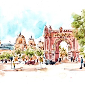 Barcelona- Arc de Triomf | Barcelona schilderij, origineel schilderij, illustratie, tekening, aquarel