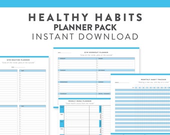 Healthy Habits Planner DOWNLOAD | meal plan | shopping planner | new habits tracker | gym planner | exercise planner