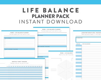 Life Balance DOWNLOAD | dreams + goals tracker | habit tracker | life balance goals planner