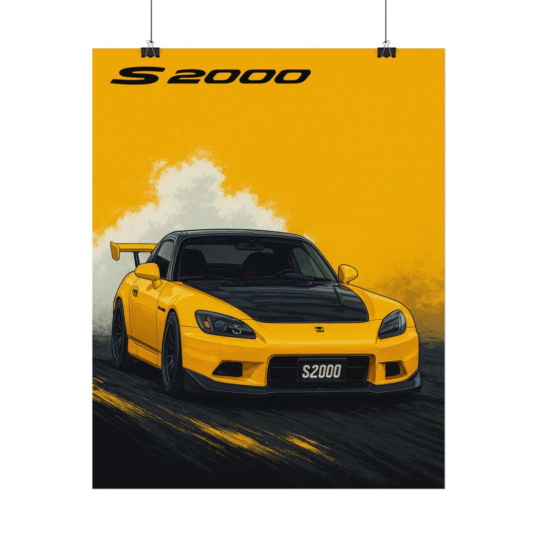 S2000 Poster Yellow Honda S2000 Poster Set: JDM Car Art, Phone Wallpaper (digital ...