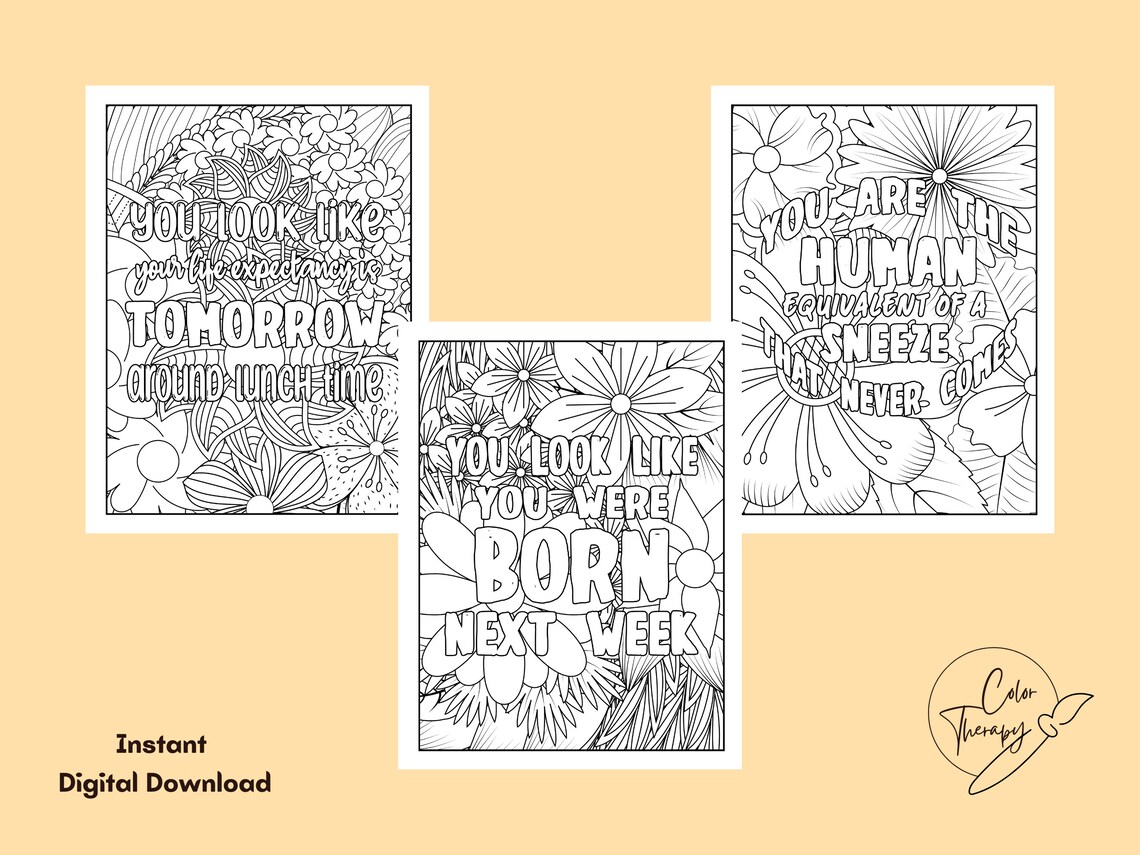 Snarky &amp; Unique Insults Adult Coloring Book / Mandala Pattern - Etsy