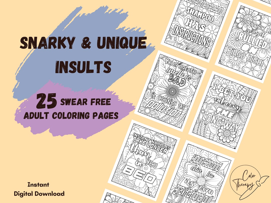 Snarky &amp; Unique Insults Adult Coloring Book / Mandala Pattern - Etsy