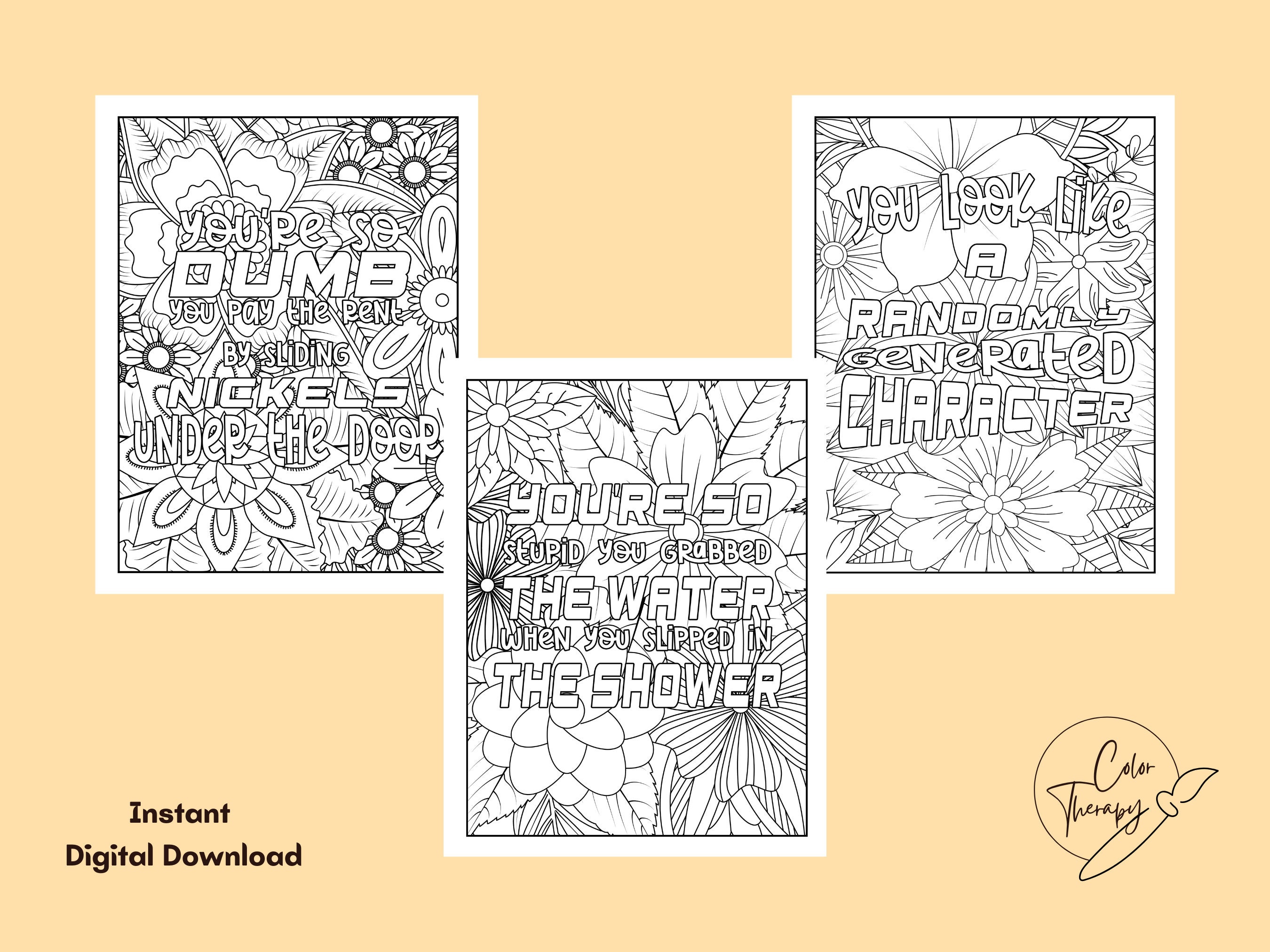 Snarky &amp; Unique Insults Adult Coloring Book / Mandala Pattern - Etsy