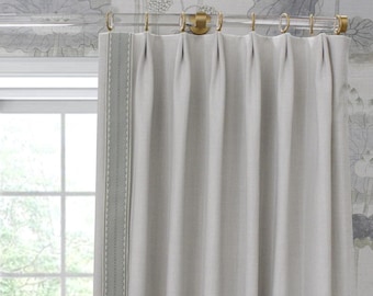 Euro Pinch Pleat Quick Ship Drapery-Rosemary Linen Blackout Curtain -104&quot;(9ft Ceiling) & 116&quot;(10ft Ceiling)-Option to Add Trim -Free Samples