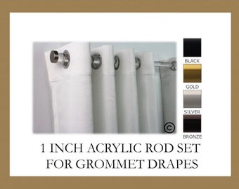 Acrylic Lucite 1 Inch Round Drapery Rod Set - Includes Rod, Adjustable Brackets, and Endcaps - Free Shipping