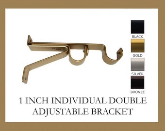 1 Inch Diameter -  Double Adjustable Wall Bracket - Available in Gold, Silver, Black and Bronze Finish - IF&D Fabrics and Drapes