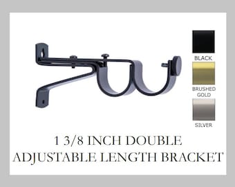 1 3/8 Inch - Double Adjustable Wall Bracket - Available in Brushed Gold, Silver, and Black Finish - IF&D Fabrics and Drapes
