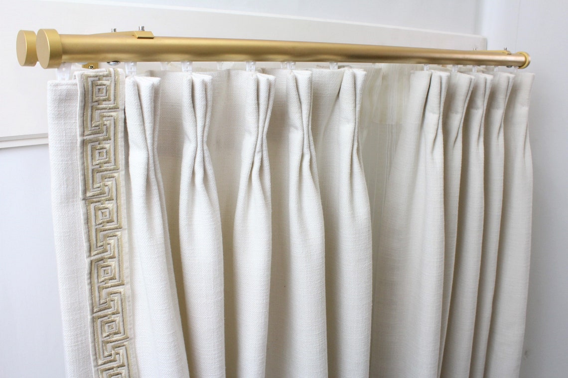 Double Channel Track 1 Inch Round Drapery Rod Set - Includes Curtain ...