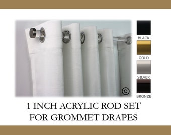 Acrylic Lucite 1 Inch Round Drapery Rod Set - Includes Rod, Adjustable Brackets, and Endcaps - Free Shipping