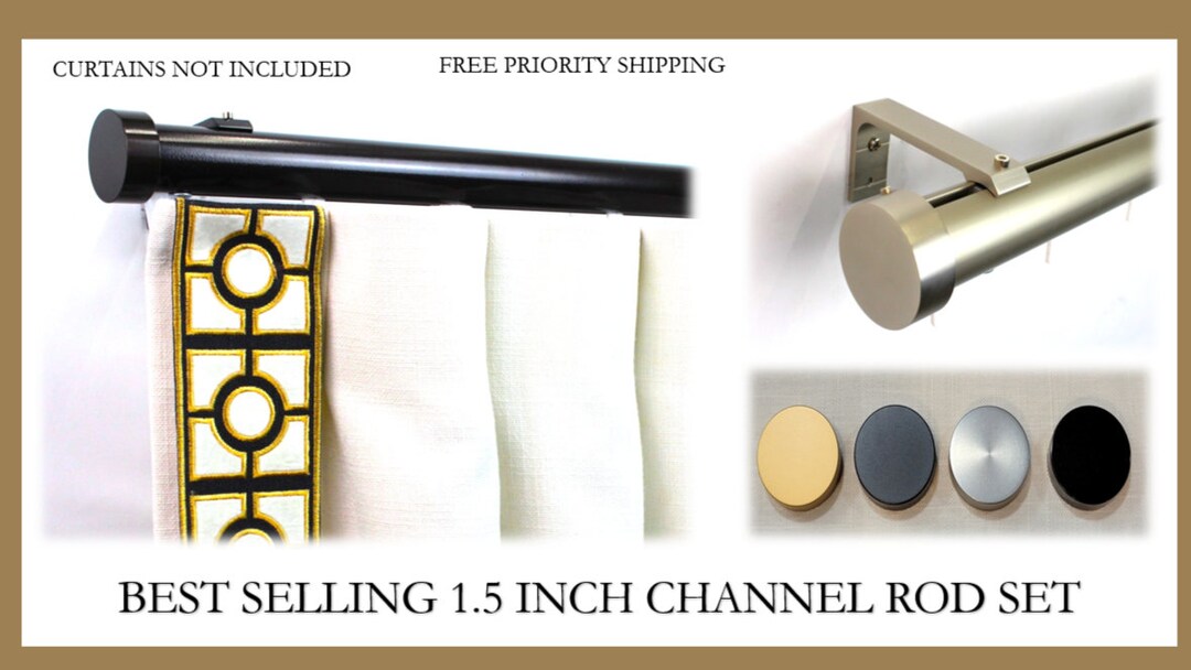 Traversing Channel Track 1.5 Inch Round Drapery Rod Set Etsy