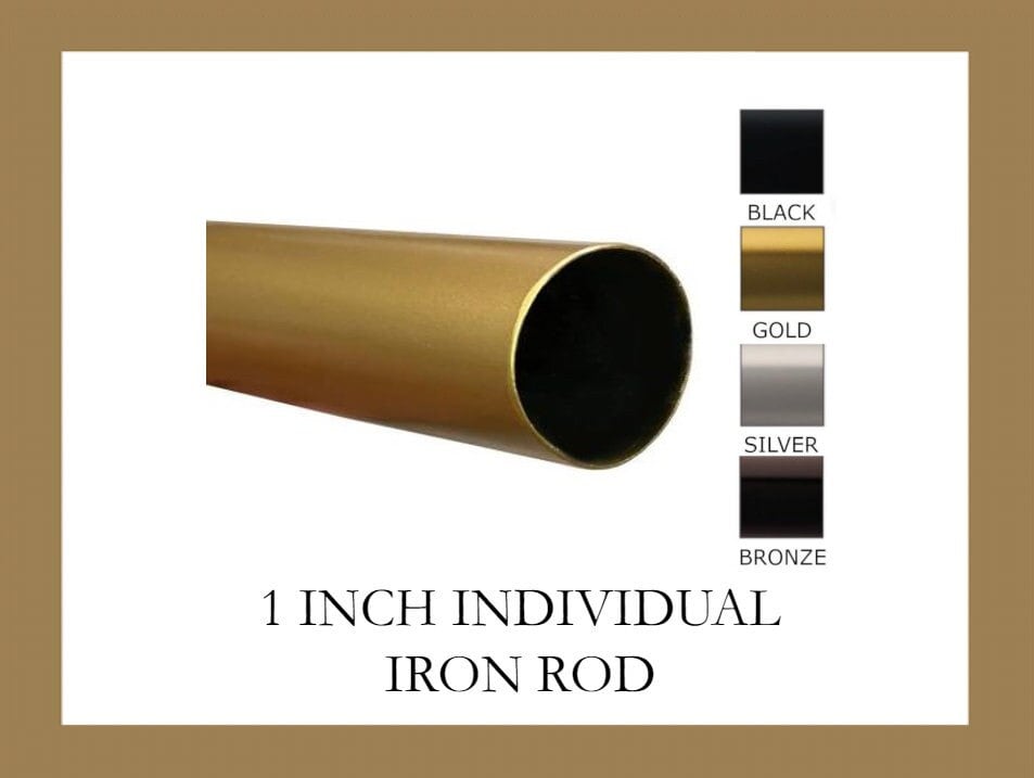 1 Inch Diameter - Iron Drapery Rod- Available in Gold, Silver, Black ...