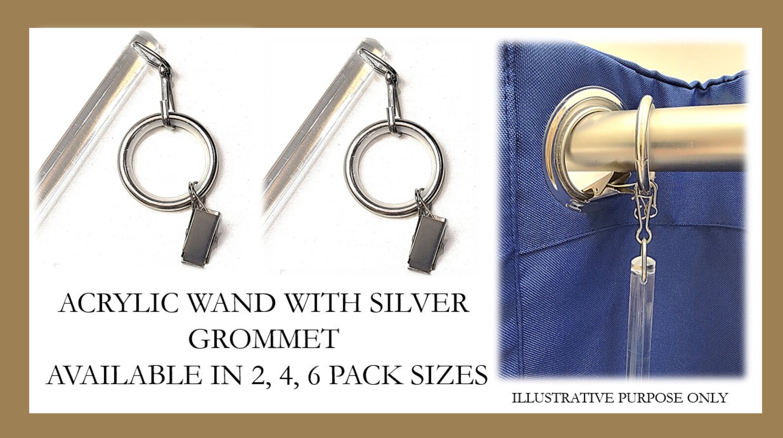Clear Acrylic Curtain Pull Wand With Silver Grommet Ring Etsy