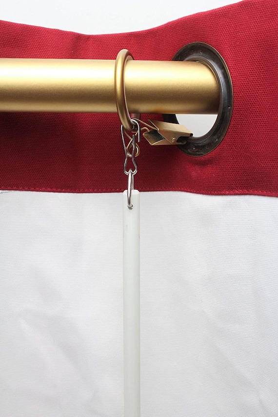White Fiberglass Curtain Pull Wand With Gold Grommet Ring Etsy