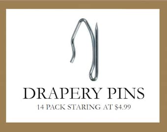 Heavy-Duty Offset Pin-On Drapery Hooks - Stainless Steel Nickel Curtain Pins - Available in Multiple Pack Sizes