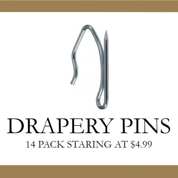 Heavy-Duty Offset Pin-On Drapery Hooks - Stainless Steel Nickel Curtain Pins - Available in Multiple Pack Sizes