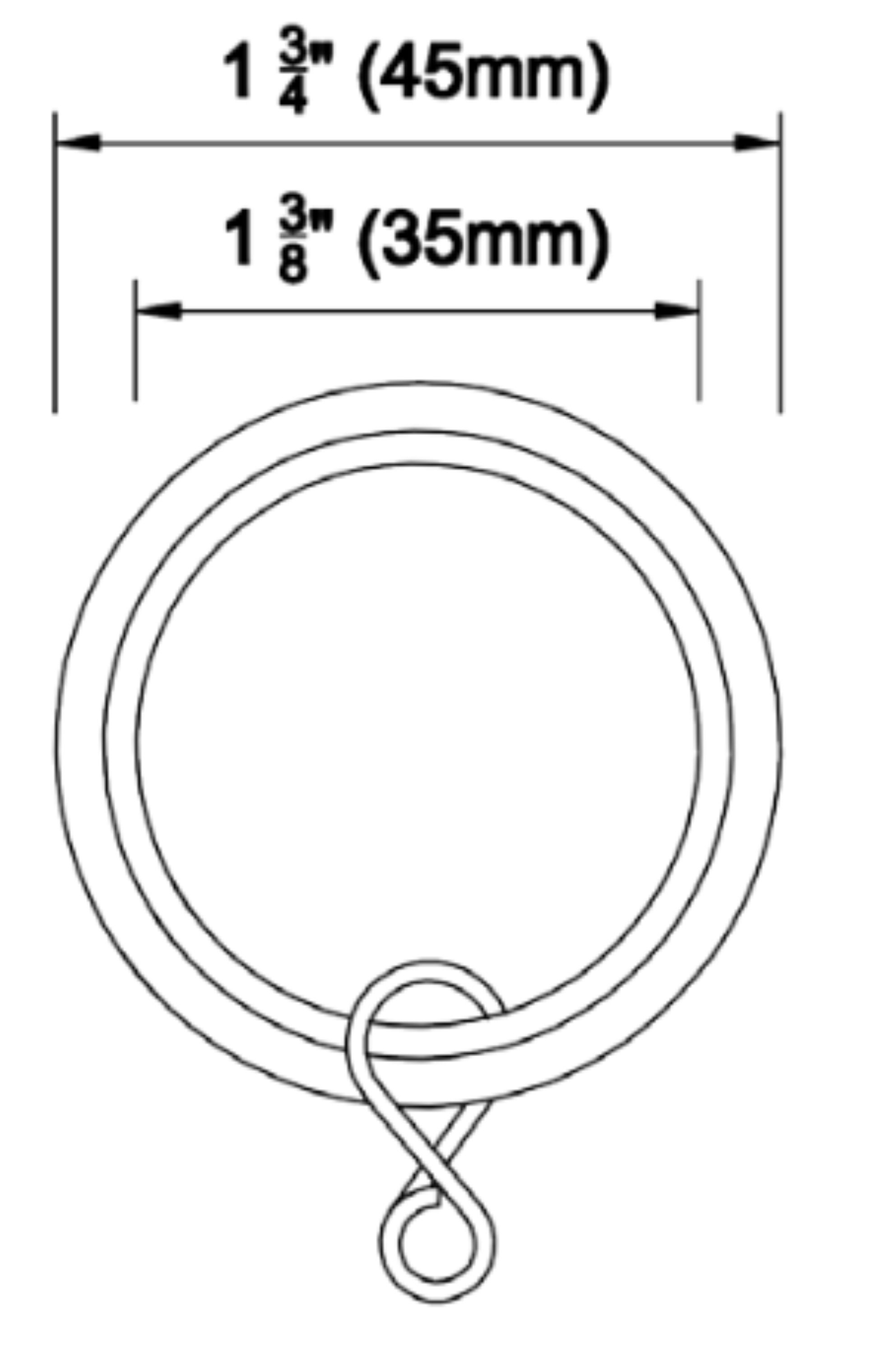 For 1 Inch Diameter Rod Drapery Rings With Clip, Eyelet, and Plastic Insert  Available in Gold, Silver, Bronze and Black Finish 