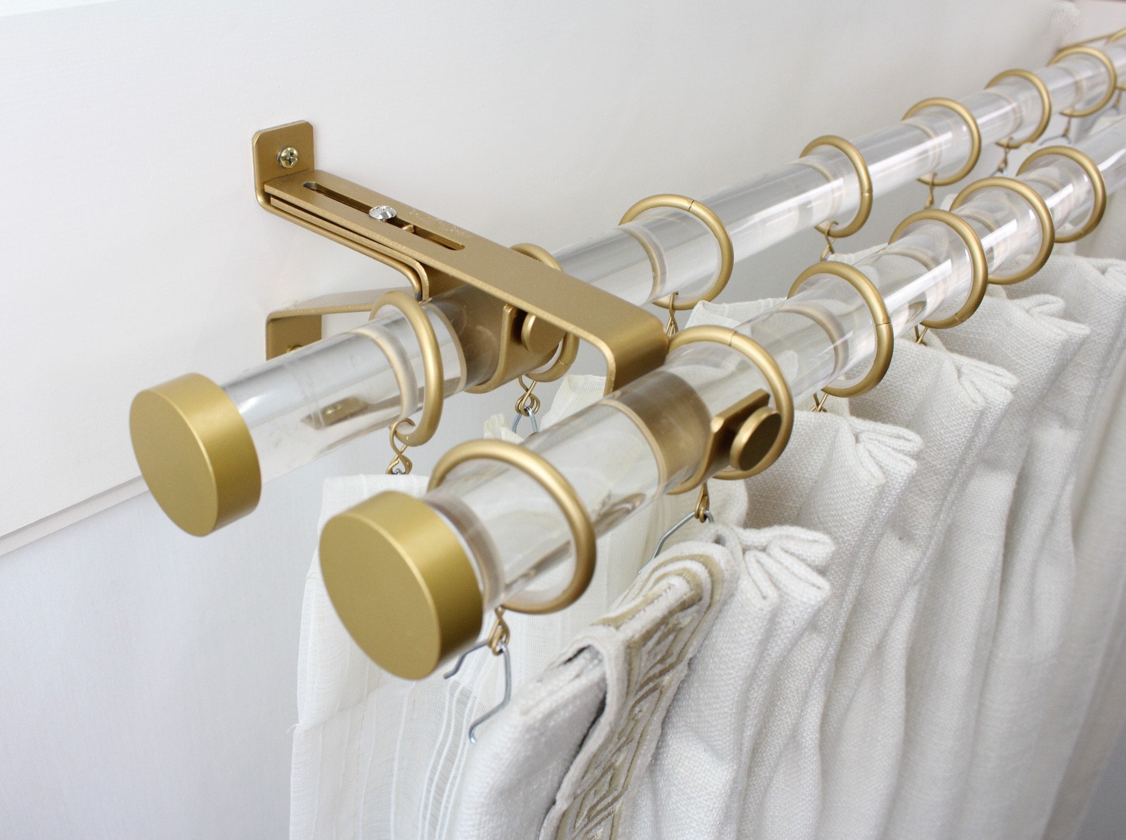 Acrylic Lucite 1 Inch Round Drapery Rod Set - Includes Curtain Rods