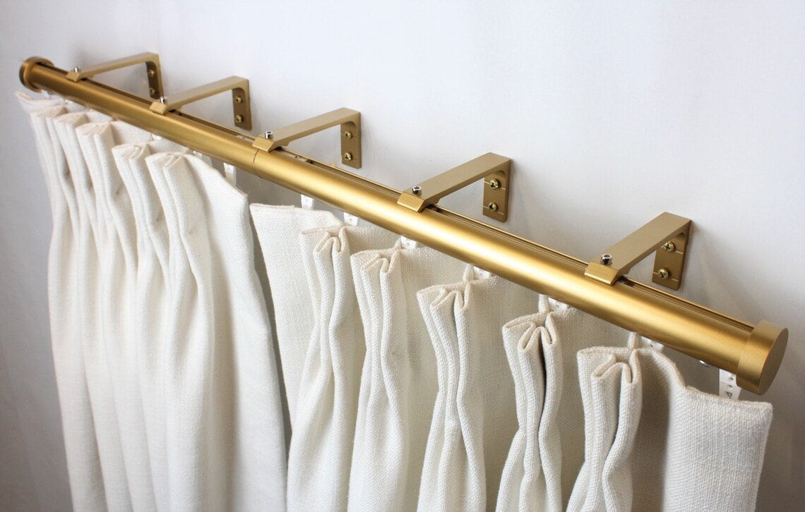1 Inch Channel Track Round Drapery Rod Set- Includes Curtain Rod ...