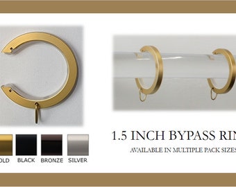 For 1.5 Inch Diameter Rod- Bypass/Carryover Curtain Rings with Eyelet for Easy Movement -Only Works with OUR Hardware -Available in 4 Colors