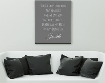 Versículo bíblico Juan 3:16 - Arte de pared - Impresión digital
