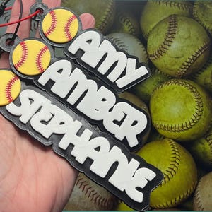 Softball name tag, softball bag tag, softball Bogg bag charm
