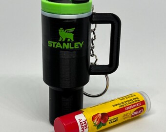 3.5” keychain inspired by Stanley cup - chapstick holder