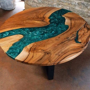 Runder Epoxy Harz Fluss Tisch: Handgemachter Holz Couchtisch