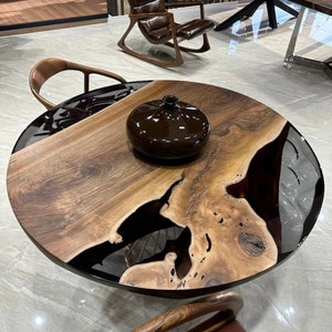 Round Epoxy Dining Table, Round Epoxy Coffee Table, Round Translucent Black Epoxy Table, Round Epoxy Resin Table, Coffee Table, Dining Table