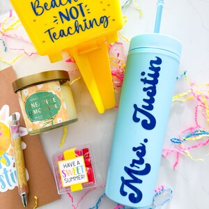Summer Teacher Appreciation Gift Box: Personalized Tumbler, Beach Theme ...