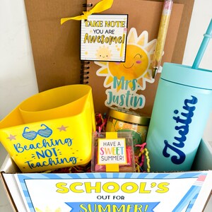 Summer Teacher Appreciation Gift Box: Personalized Tumbler, Beach Theme ...