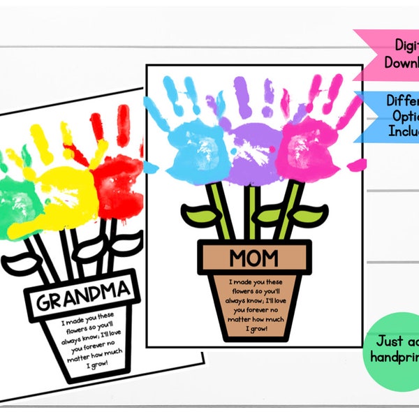 Craft for Mom, Memory Book, Digital Downloads, Mothers Day Handprint Craft, Mothers Day, Craft for Grandma, Craft for Nana, Gift for Mom