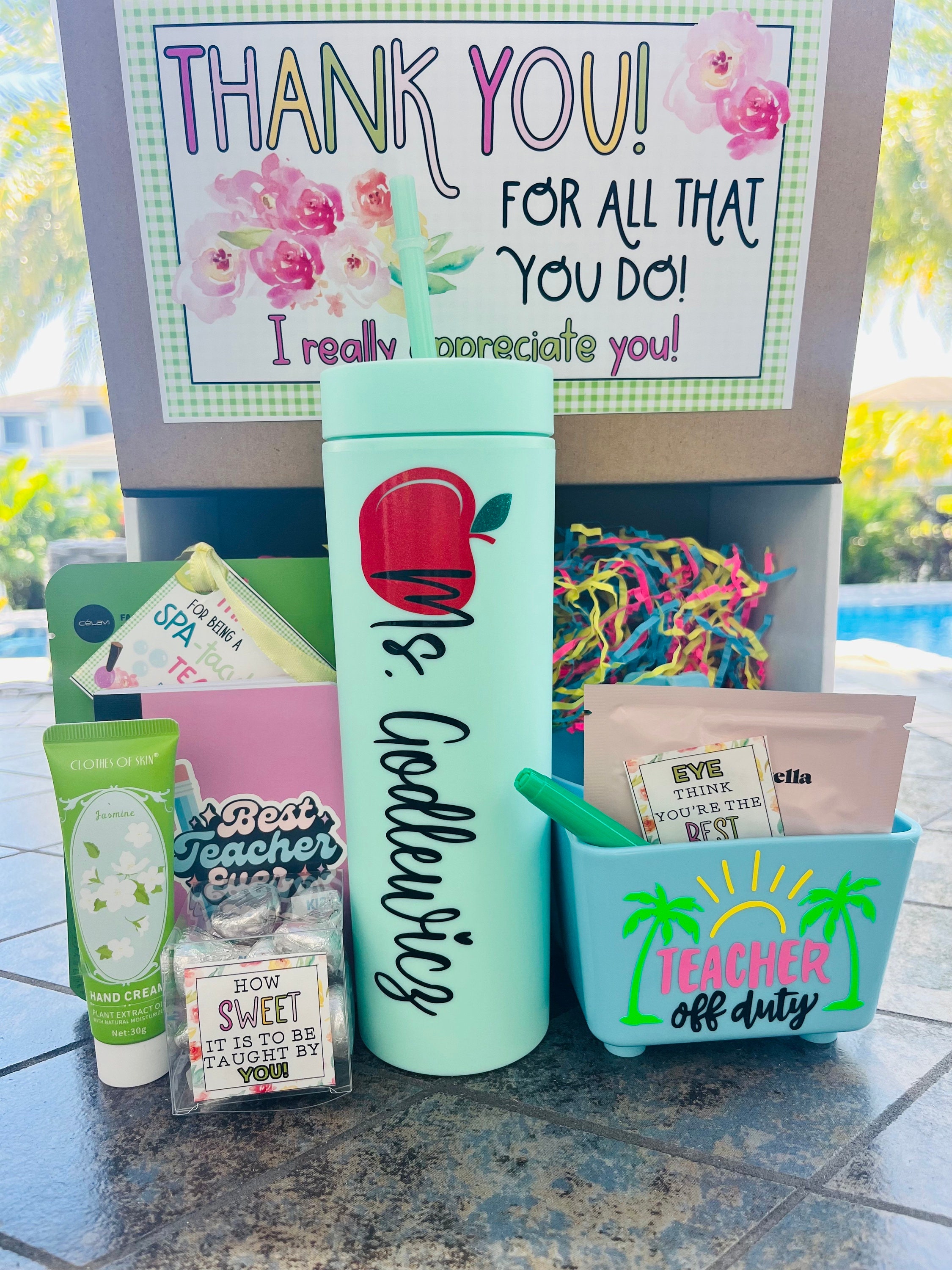 Personalized Teacher Appreciation Gift Box: Beach Theme, Spa Set - Etsy