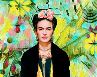 Frida Kahlo fine art print -  pop art -  artist Frida Kahlo -  modern portrait of an artist- fine art portrait