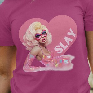 Slay Queen Heart Tee, Unisex Graphic Tee, LGBTQ Pride Shirt, Drag Race inspired tee, Drag Queen merch