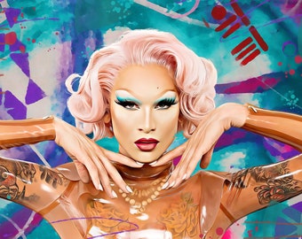 Miss Fame fine art print -  pop art -  Miss Fame drag queen modern portrait - drag queen - fine art portrait